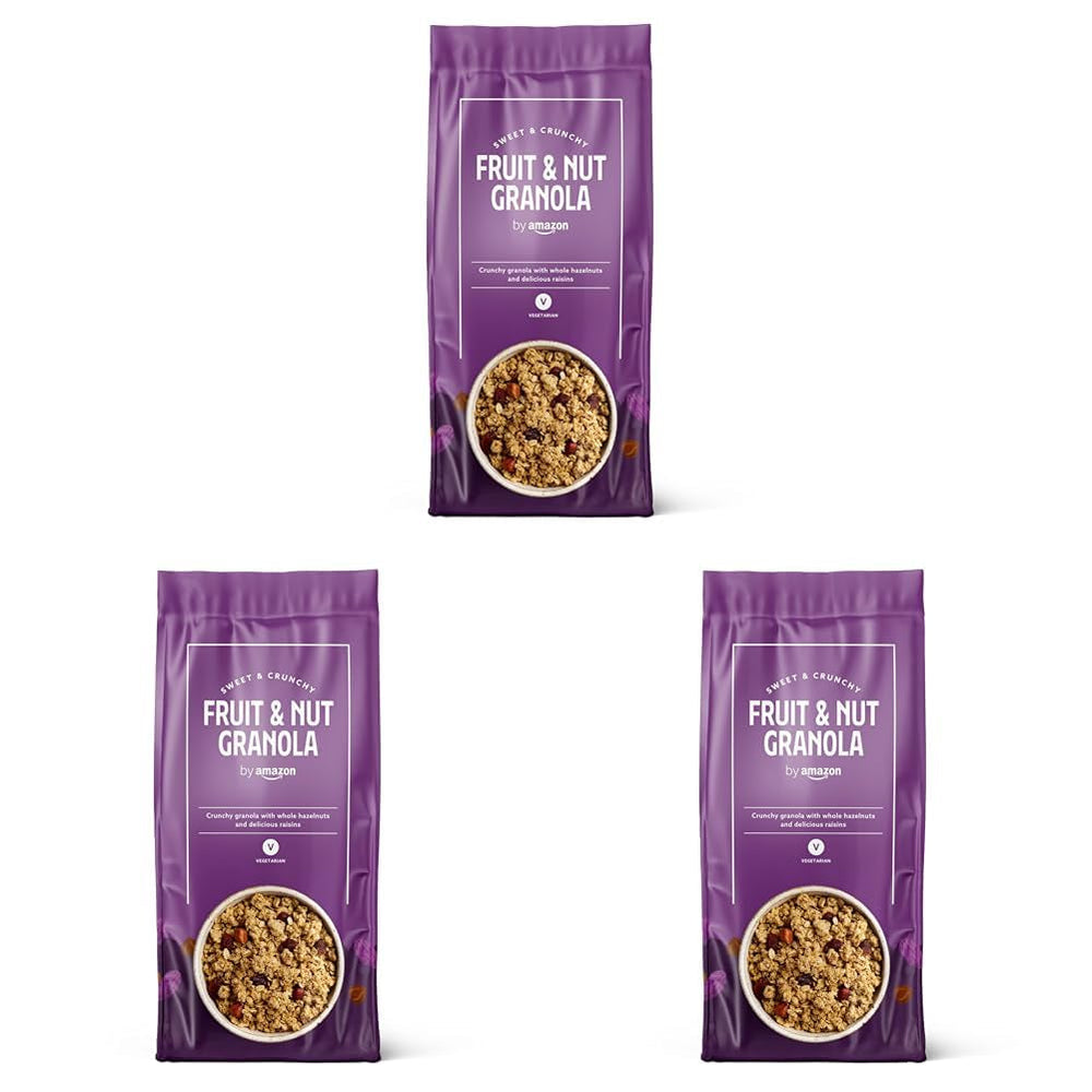 Muesli crocant cu fructe și nuci de la Amazon, 750 g