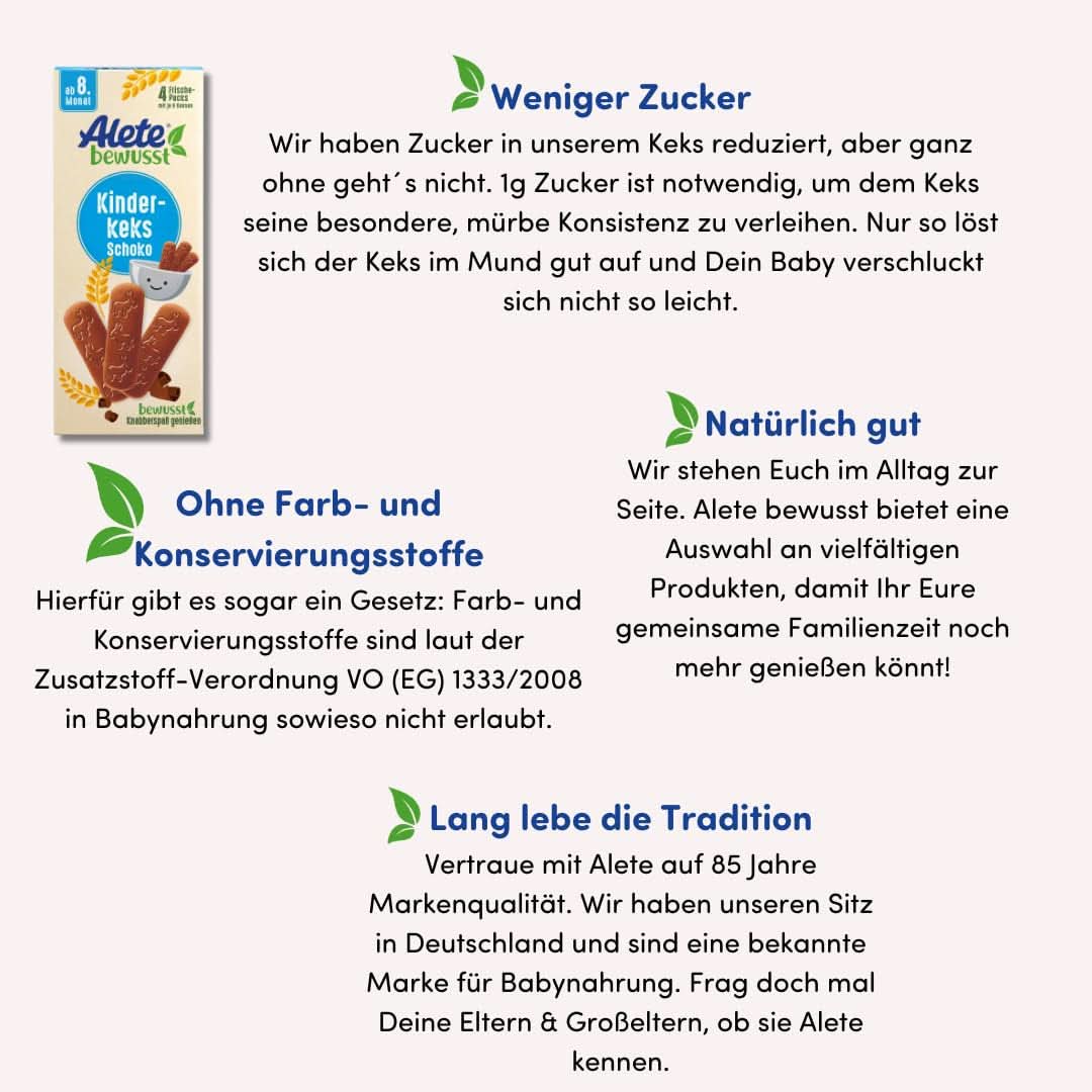 Alete bevidst Chokolade med kiks til børn, fra 8. måned, Mor og Barn Naty Shop