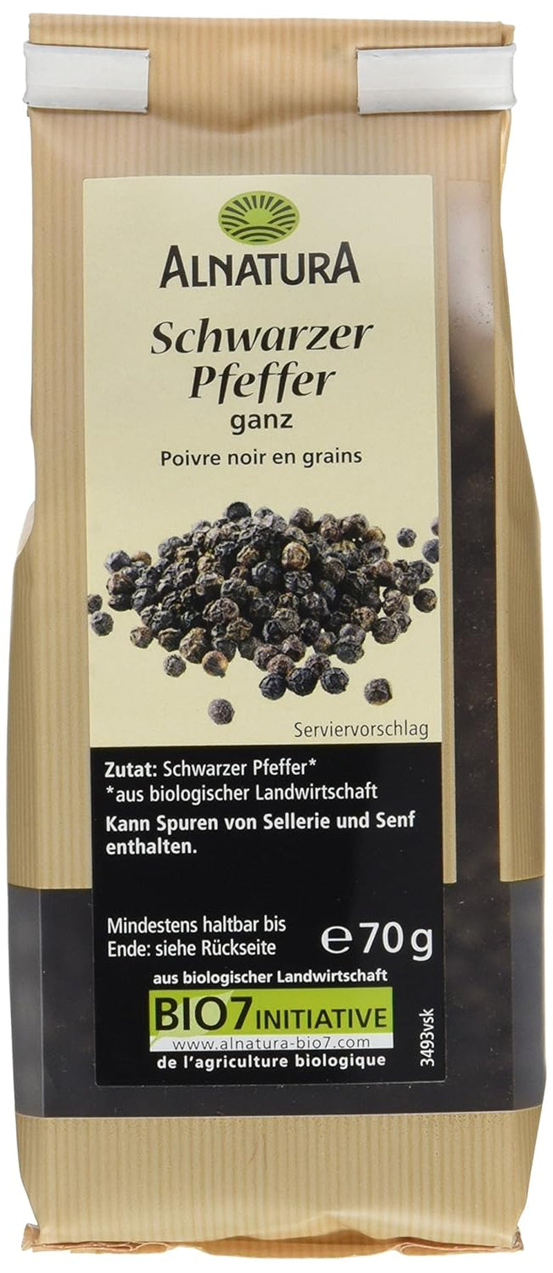 Økologisk Schwarzer Pfeffer ganz, 70g