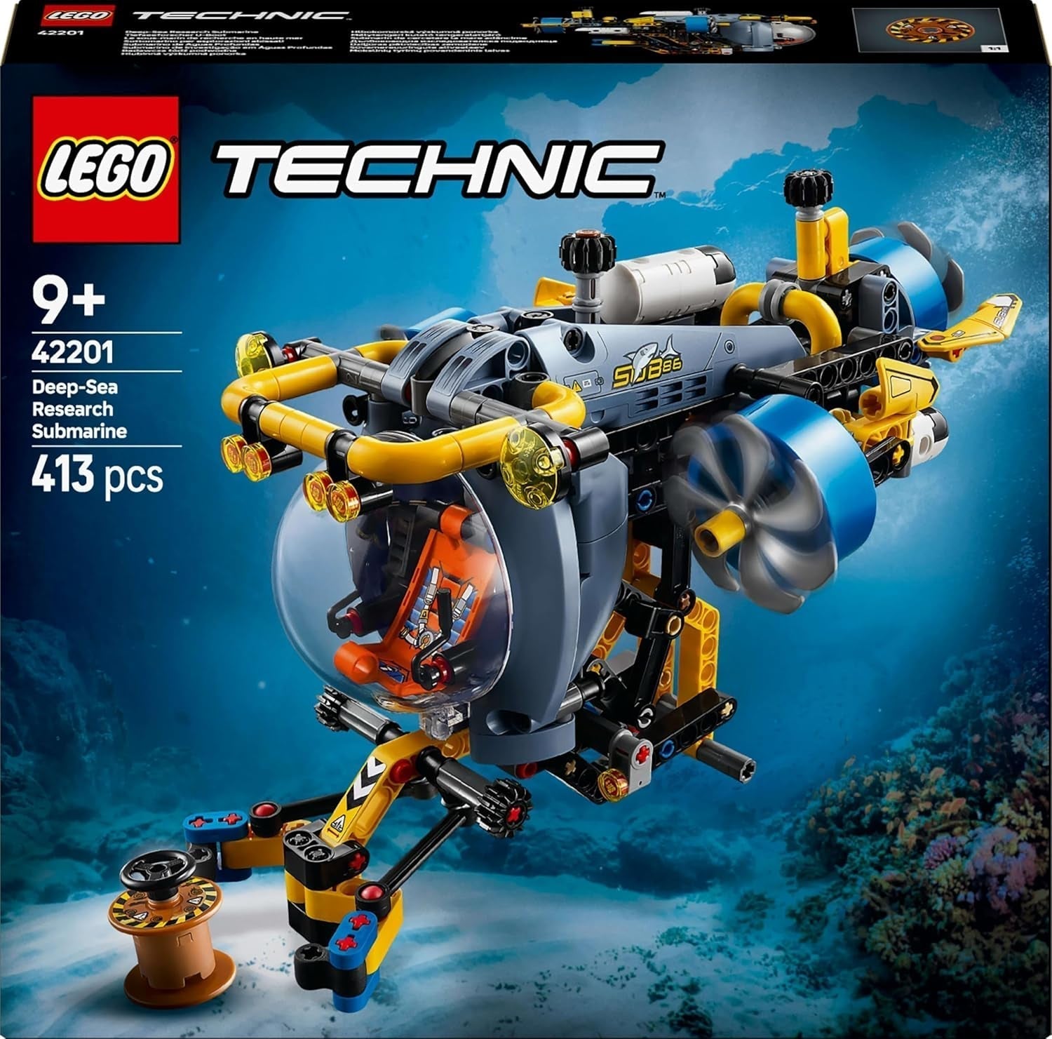 LEGO Technic Deep Sea Explorer Ubådsbyggelegetøj til børn 9 år gamle drenge og piger Kreative fødselsdagsgaveideer Byggebart køretøj med roterende propeller 42201 Byggesæt Besuche den LEGO-Store