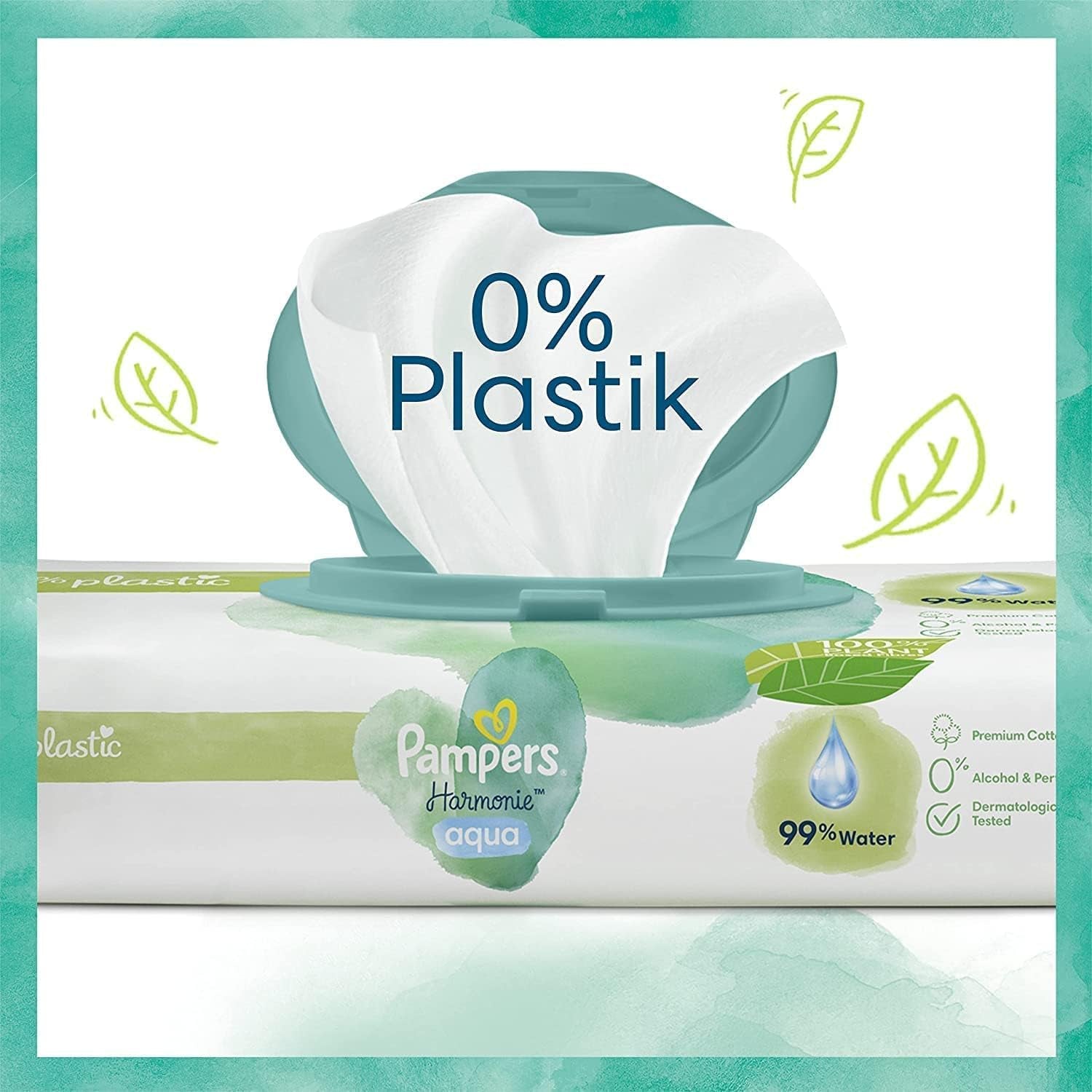 Harmonie Aqua Babyblesæt Størrelse 1 (2-5 kg, 180 stk), Størrelse 2 (4-8 kg, 240 stk), Half Moon Box og Aqua Baby Wipes, 720 Wipes (15 x 48), Baby Starter Kit