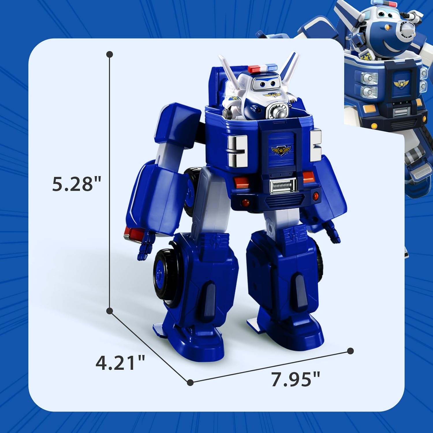 SUPER WINGS - KONVERTIBEL ROBOTKØRETØJ "PAUL'S CRUISER" 18 Cm + 1 FIGUR 5 Cm - Transform-A-Bots legetøjsbil og fly fra den animerede serie - Legetøj til børn over 3 år Actionfigurer Naty Shop