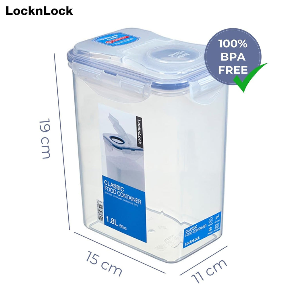 LocknLock PP Classic container vrac 1.8L | 15.1 x 10.8 x 19 cm | 100% cutie de depozitare etanșă | dozator de alimente pentru muesli sau alimente | recipient de depozitare fără BPA și lavabil în mașina de spălat vase Cutii depozitare alimente Naty Shop