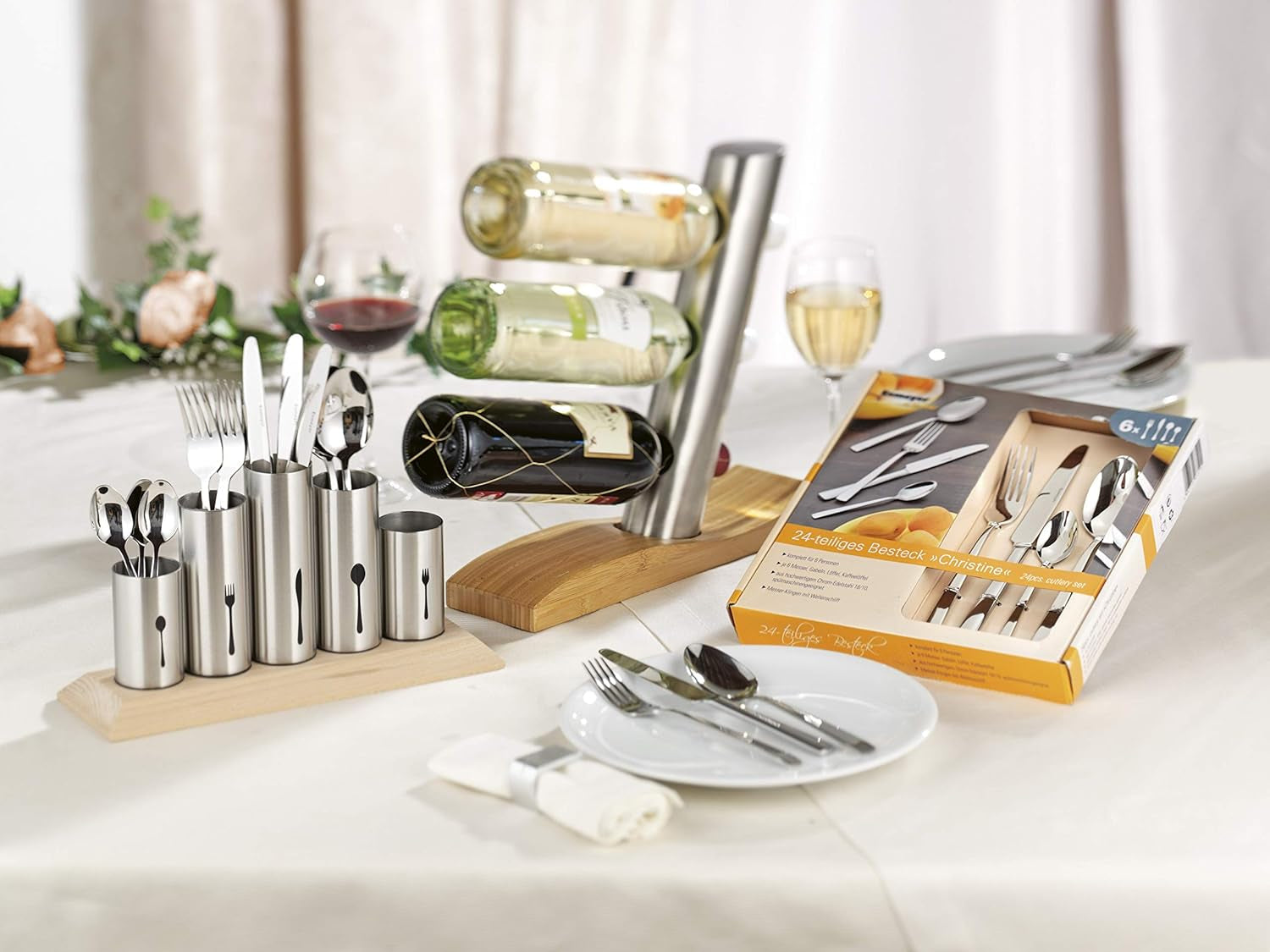 Bestikholder i rustfrit stål, 1 pakke, Silver Naty Shop Kitchen