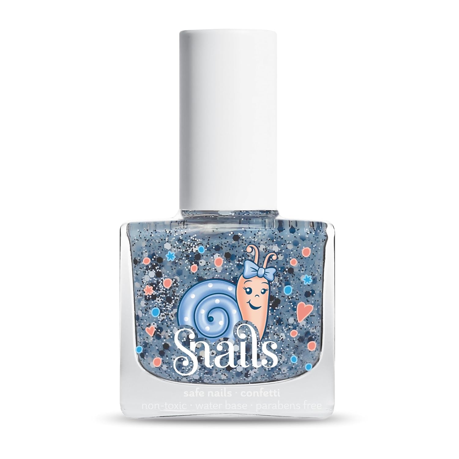 Snegle 516202 Top Coat Confetti Blue Baby Neglelak, Vandbaseret, Vaskbar, Sikker, Vegansk