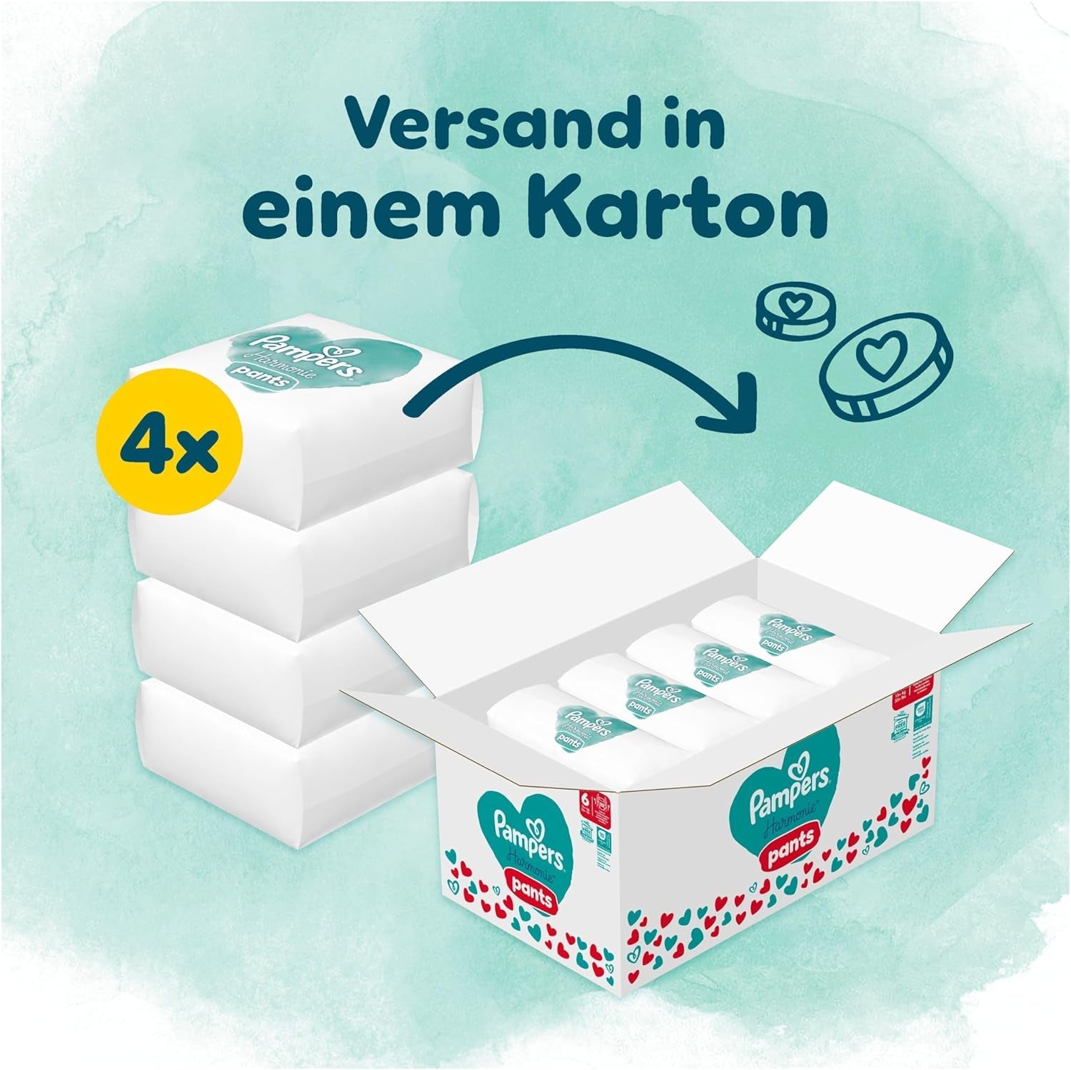 Pampers Harmony bukser størrelse 6 bleer, 132 bleer, 15 kg+, skånsom hudbeskyttelse og 360° komfort