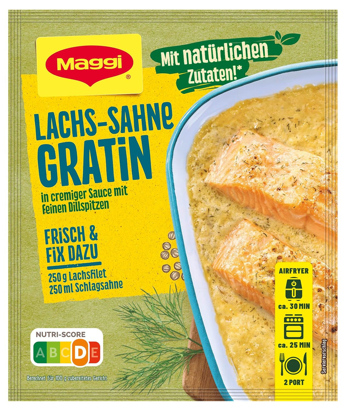 MAGGI Fix für Lachs-Sahne Gratin, Würzmischung, mit natürliche Ingredient*, for 2 Portions, 1er Pack (1 x 26g)