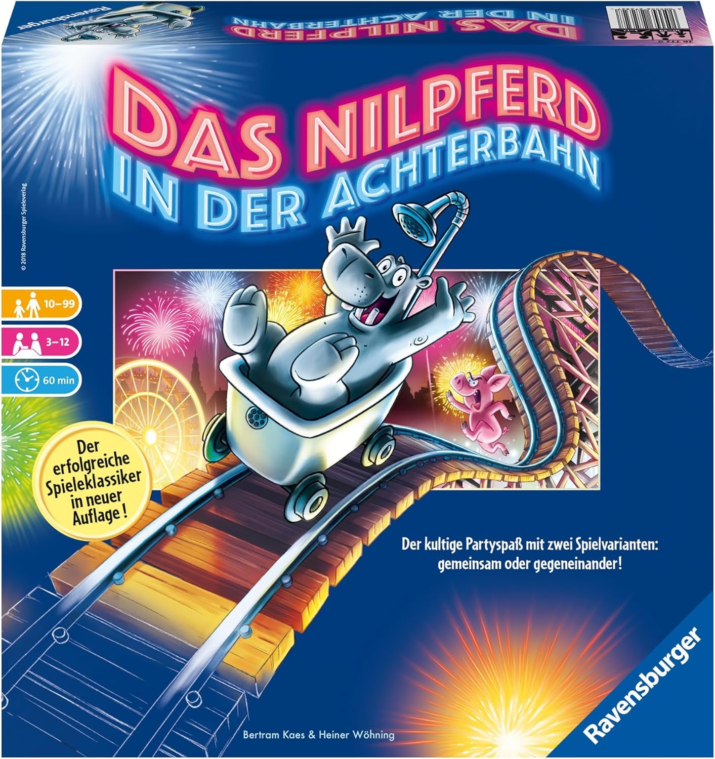 Ravensburger 26772 - Flodhest på rutsjebane - Brætspil for hele familien, spil for voksne og børn i alderen 10-99, for 3-12 spillere - Festspil, nytårsaftenspil