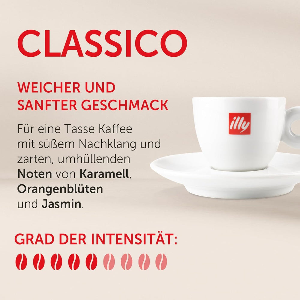 illy, Kaffeebohnen Zum Mahlen CLASSICO, 100 % Arabica mit Noten von Orangenblüten und Jasmin, Sanfter Geschmack und Süßer Nachgeschmack, 1 Dose mit 500g