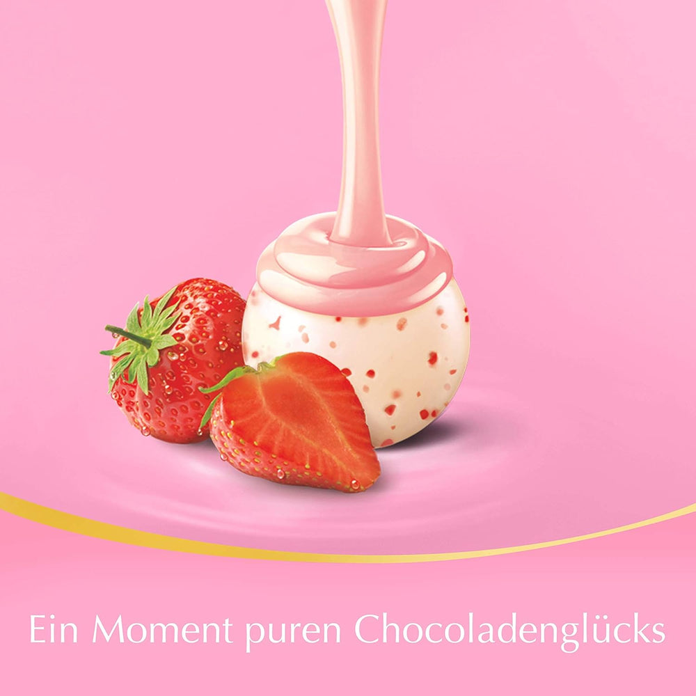 Chokoladeblanding LINDOR | 1371 g | Ca. 109 kugler: Mælkechokolade og LINDOR kugler med jordbærcreme | 1 kg pose, ca. 80 chokoladekugler hvid chokolade med jordbærcreme