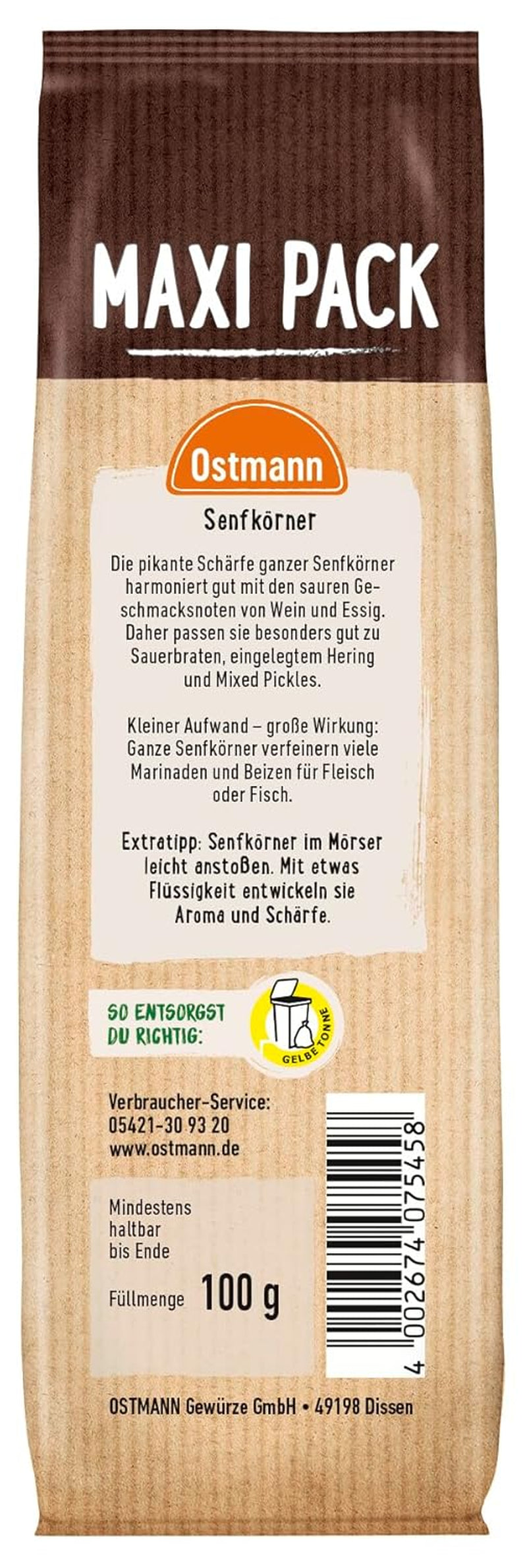 Ostmann Gewürze - Senfkörner ganz | Ideel til pakning af frugt og grøntsager 100 g i Vorteilsbeutel