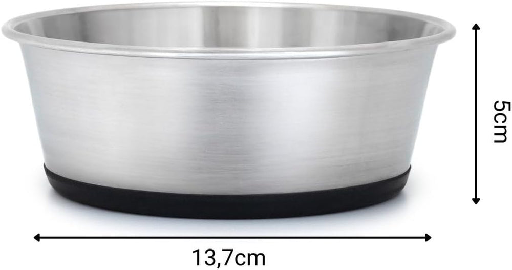 lionto Futternapf aus Edelstahl, 600 ml, lebensmittelechter Hundenapf mit rutschfestem Silikonboden, rostfreier Wassernapf für Hunde und Katzen, spülmaschinenfest