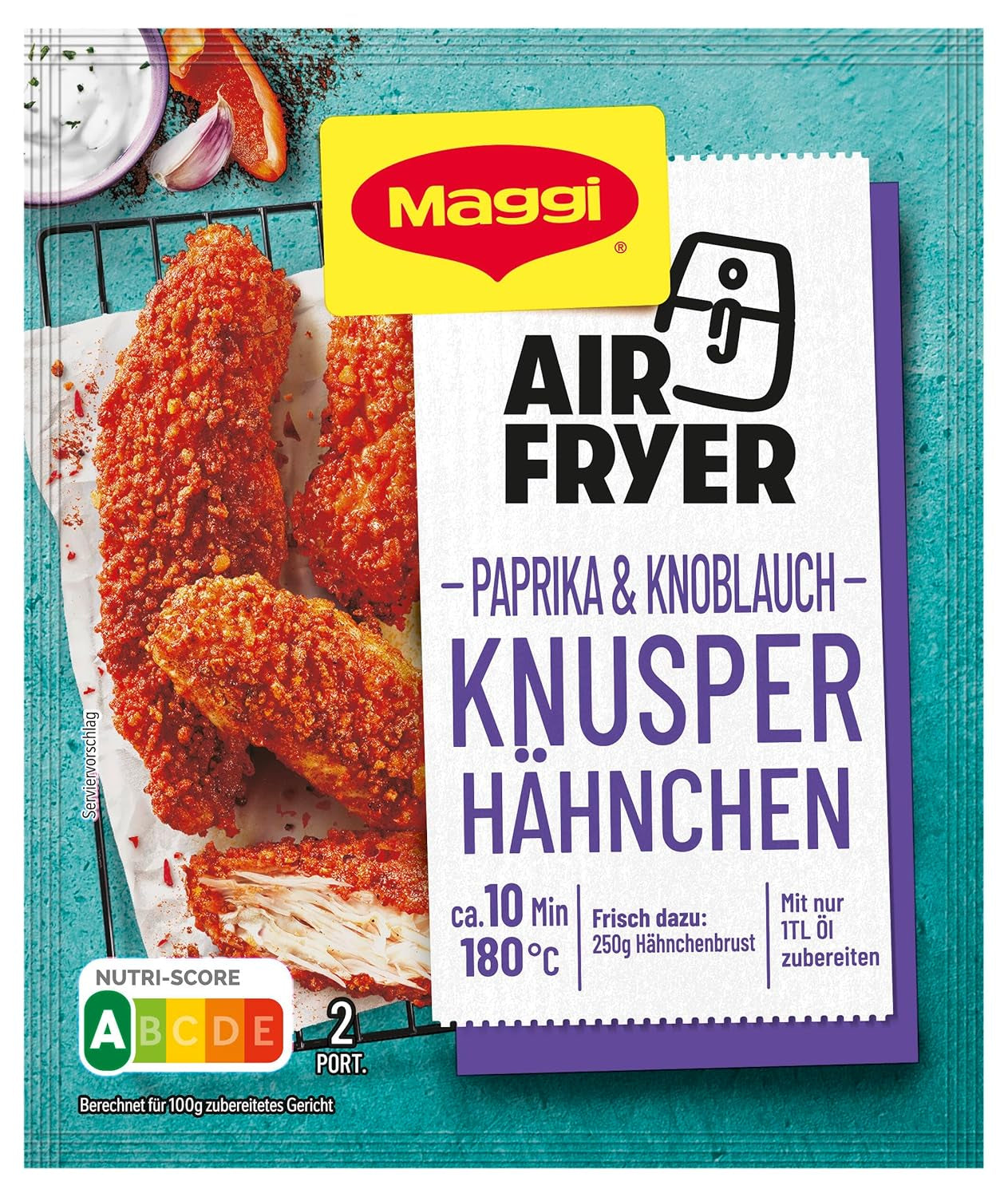 MAGGI Airfryer Knusper Hähnchen - Paprika und Knoblauch, 1er Pack (1 x 39g)