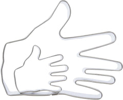 SC619 Forme de tăiat fursecuri și tort cu motiv de mână, dimensiuni mici și mari, asortate, oțel inoxidabil, argintiu, 10 x 2 x 9 cm, 2 bucăți