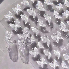 Aurora Muschel Schmetterling Nagelsticker Weiß Schmetterlinge Nail Sticker Gelee Relief Butterfly Nagelaufkleber Y2K Butterflies Nagel Sticker Nägel Nageldesign Nagel Zubehör Nail Art Stickers Nailart
