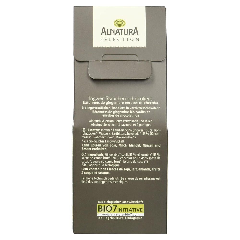 Udvalgte økologiske chokoladeovertrukne ingefærbarer, 90g