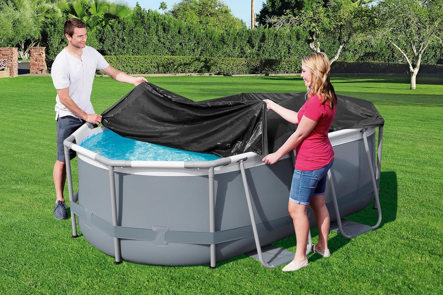 Bestway PVC presenning 305 x 184 cm, sort, oval