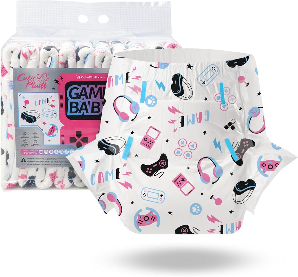 CutiePlusU voksenbleer, 10 stykker, engangsinkontinenstrusser med lagen til kvinder og mænd, maksimal absorptionsevne natten over - lille prinsesse (stor størrelse 94-119 cm)