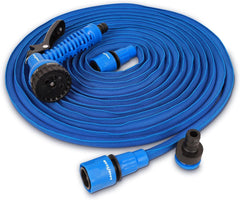 Goodyear – furtun de grădină extensibil de 30 m, flexibil, fără răsucire și ușor, cu trei straturi din latex și material textil de înaltă densitate, cuplaje rapide de ½" și ¾" + pistol de pulverizare cu 7 funcții