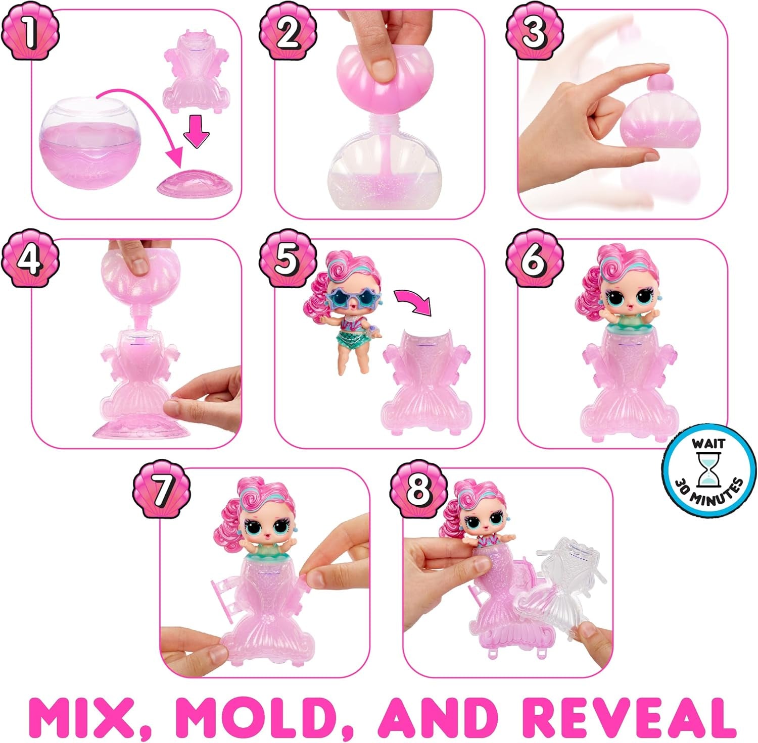 L.O.L. Surprise! Mermaids Tots - Mode-Minipuppen mit Farbwechselnden Schwänzen - Geeignet für Sammler, Mädchen und Jungen ab 4 Jahren