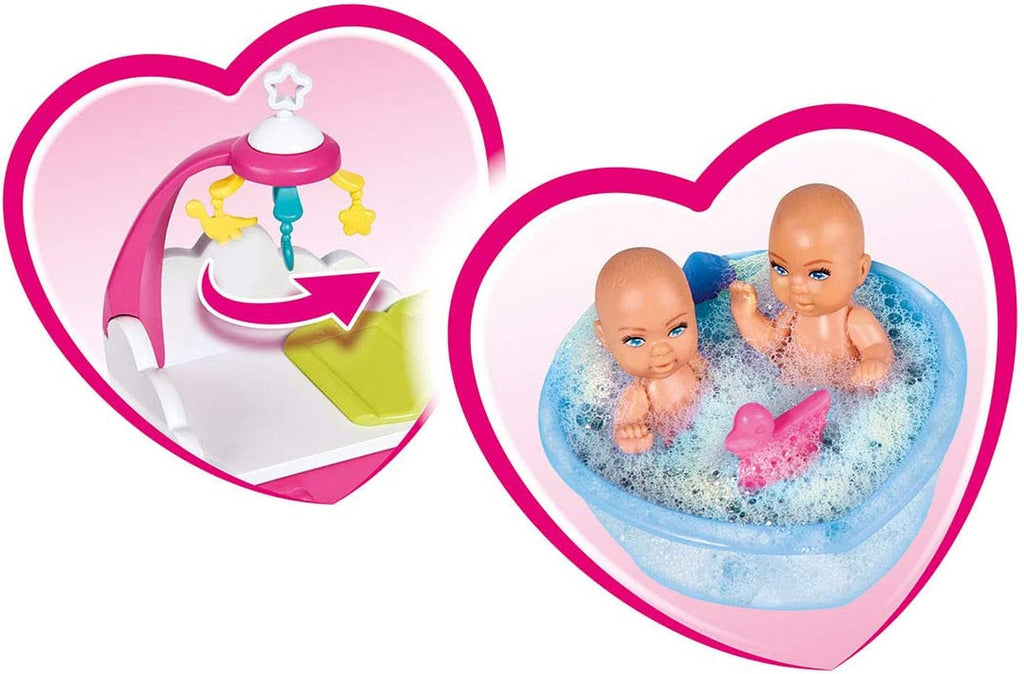Simba 105733333 - Steffi Love Welcome Twins, Păpușă însărcinată, Cu gemeni, Cu masă de schimbat și cadă, Accesoriu, Păpușă de îmbrăcat, 29Cm, Pentru copii de la 3 ani în sus Papusi Naty Shop