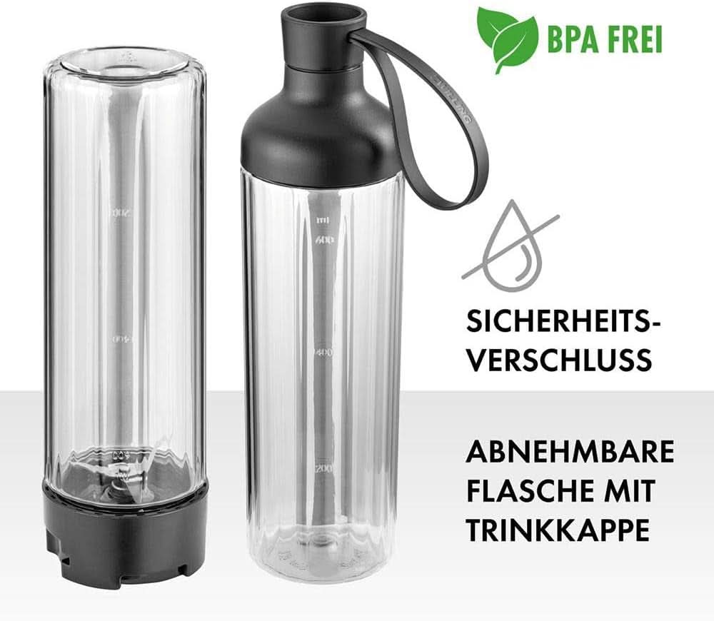 ZWILLING Standmixer, Smoothie Maker, Inkl. Trinkflasche Mit Verschluss, 600 Ml, 300 Watt, Edelstahl/Kunststoff, Schwarz Kitchen Naty Shop