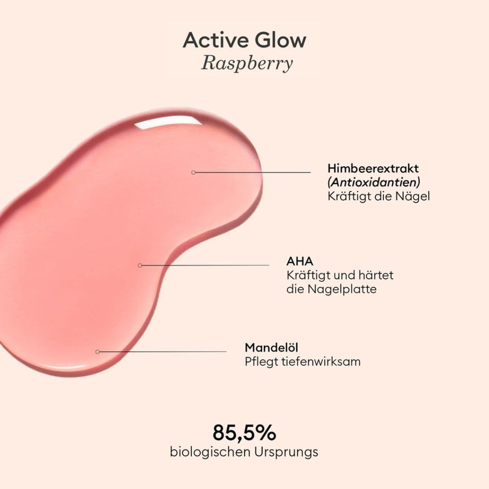 MANUCUIST Nail Care Repair Active Glow Raspberry (Pink) Bio-baseret: Sød mandel, hindbær, nærende og blank neglelak, Transparent Pink Effect - Nude neglelak