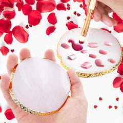 Harz Nail Art Palette,Maniküre Gemalt Palette,Goldener Rand Nagellackpalette,Nail Art Make up Paletten Display Fach Nagel DIY Zubehör(Weiß)