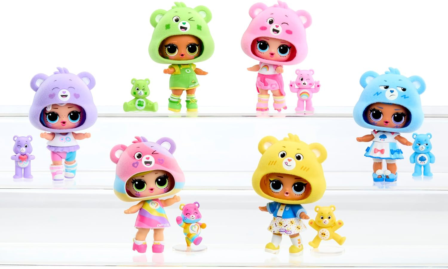 LOL Surprise! Loves Care Bears Tots - Include 1 păpușă cu ținută și accesorii, minge în formă de ursuleț de pluș, ambalaj ascuns, 6 păpuși de colecție