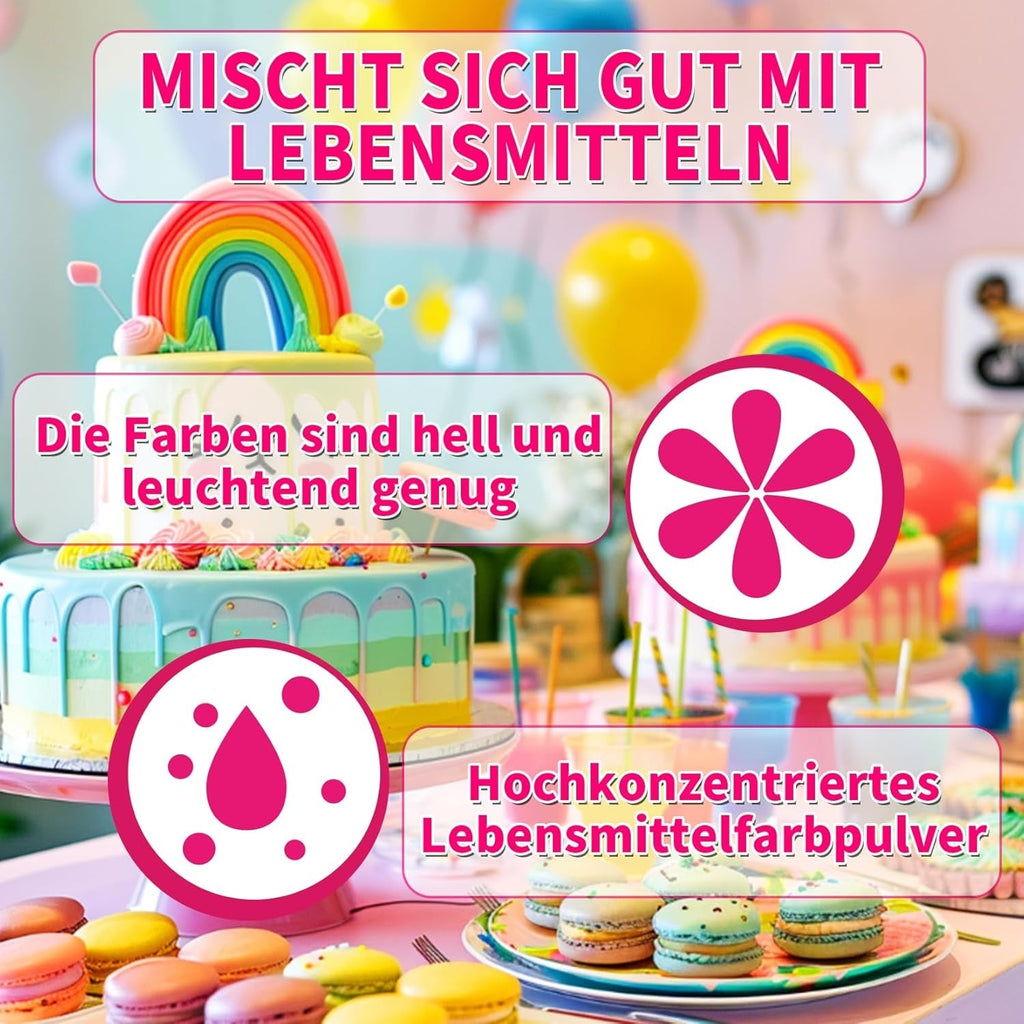 Colorant alimentar pudră - 2 culori colorant alimentar solubil în apă ultra concentrat, colorant alimentar pentru fondant, coloranți alimentari, macarons, copt, colorant alimentar roșu și negru - 5 g