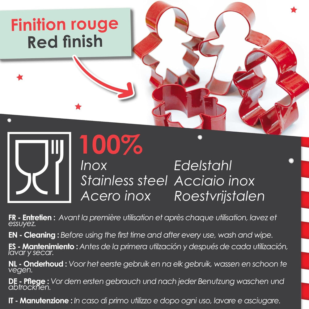 ScrapCooking - 4 Forme de Biscuiți Omuleț de Turtă Dulce - Forme de Biscuiți de Crăciun din Oțel Inoxidabil - Forme de Biscuiți Omuleț de Turtă Dulce - Accesorii de Coacere Design Tort - 2081