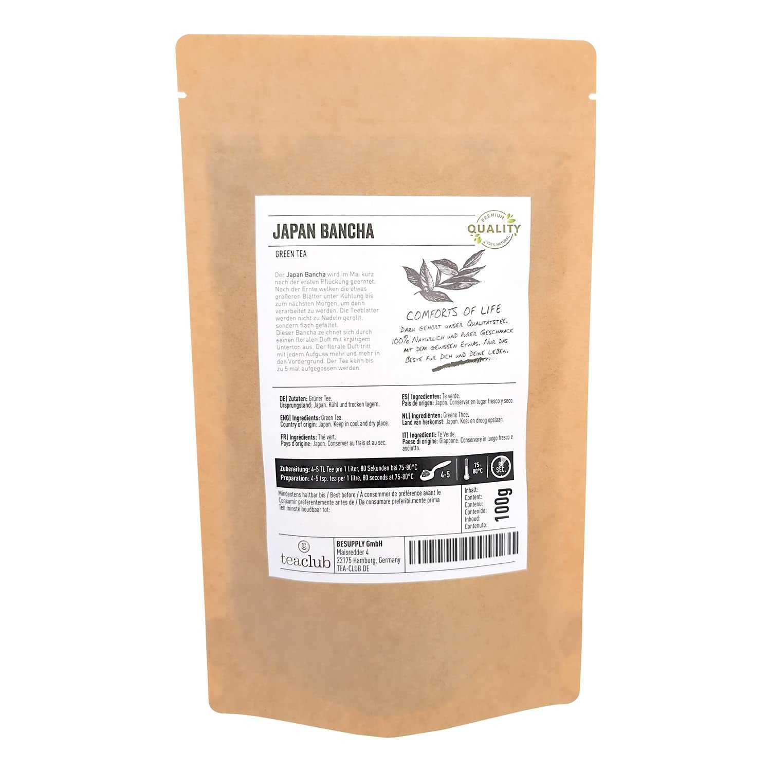 Ceai verde japonez Bancha vrac 100 g, ceai verde japonez aromat și delicat, Teaclub Green Tea