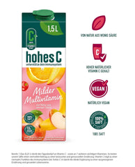 Høj C Mild Multivitamin (1 X 1,5 L), 100 % juice, æble, appelsin, acerola, mango, 7 vitaminer, Ikke tilsat sukker ifølge loven, Mindre syre, Veganske Ikke-alkoholiske drikke Naty Shop