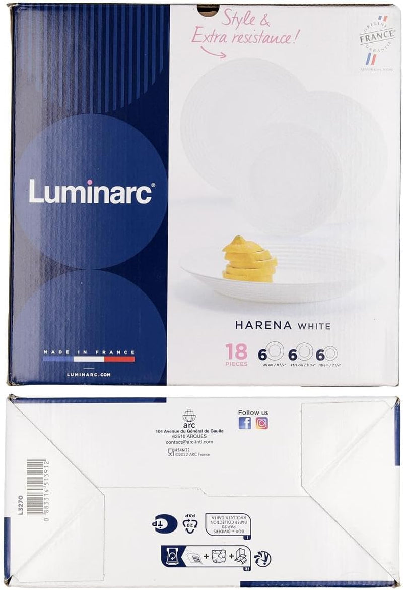 Harena N&b Glasgeschirr, 18-teilig, für 6 Personen, Weiß und Schwarz