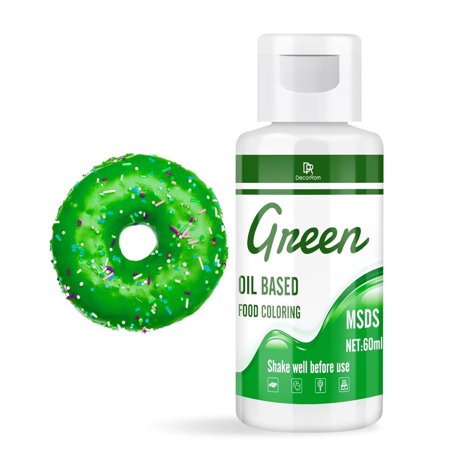 Fettlösliche Lebensmittelfarbe Für Schokolade - 60Ml Ölbasis Lebensmittelfarben Für Fondant, Torten Dekoration, Backen - Flüssige Food Coloring Für Kakaobutter, Buttercream, Kuchen (Schwarz) Naty Shop Grün