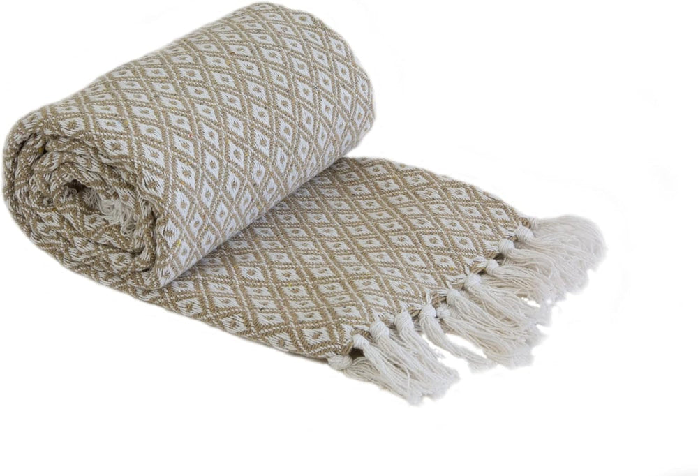 Cuvertură de pat, bumbac, ocru, 90X100 (228X254Cm) Paturi si Cuverturi Emma Barclay Taupe 90X100" (228X254Cm)