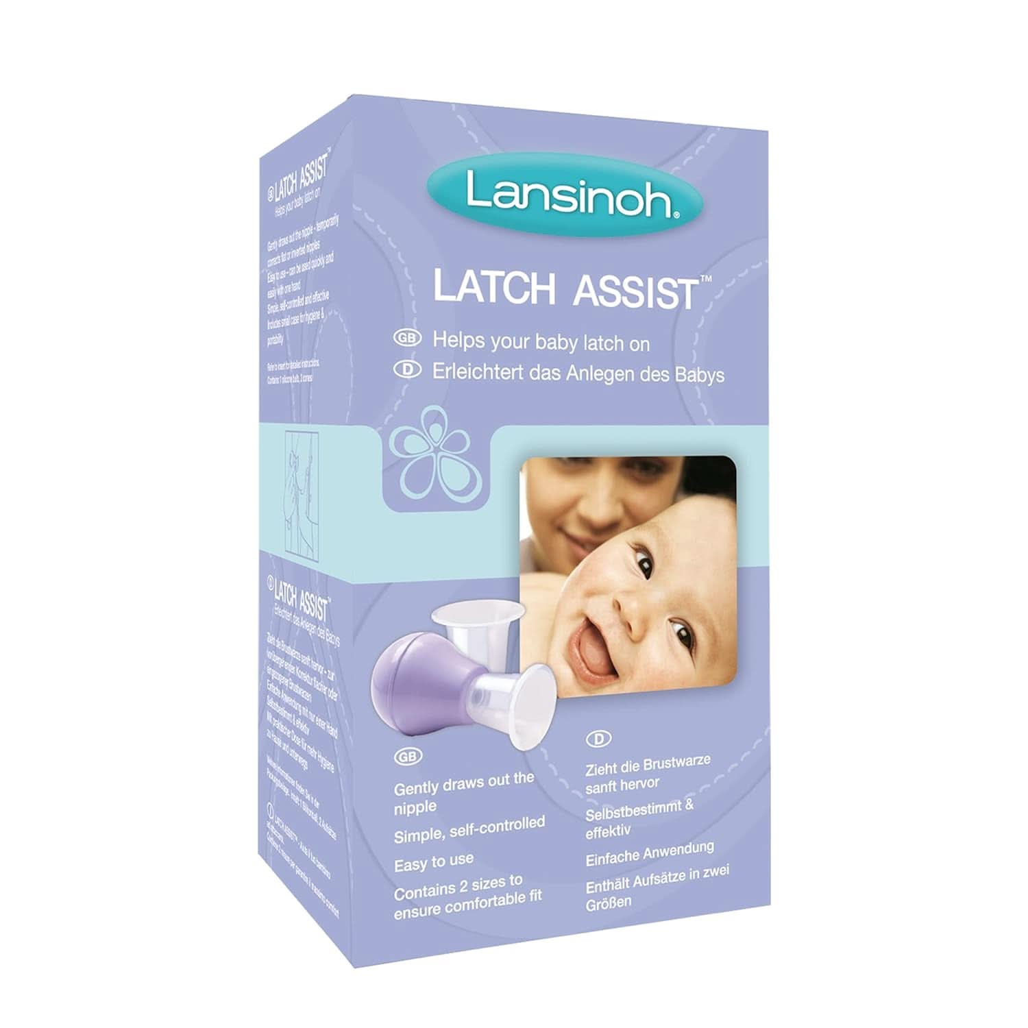Lansinoh Latch Assist Nipple Everter with Case for Breastfeeding Mums, Offers Temporary Correction of Flat or Inverted Nipples, 2 Size Cones within the Pack and Hygienic Carry Case Accesorii Hrana si Alaptare Bebe Naty Shop Latch Assist