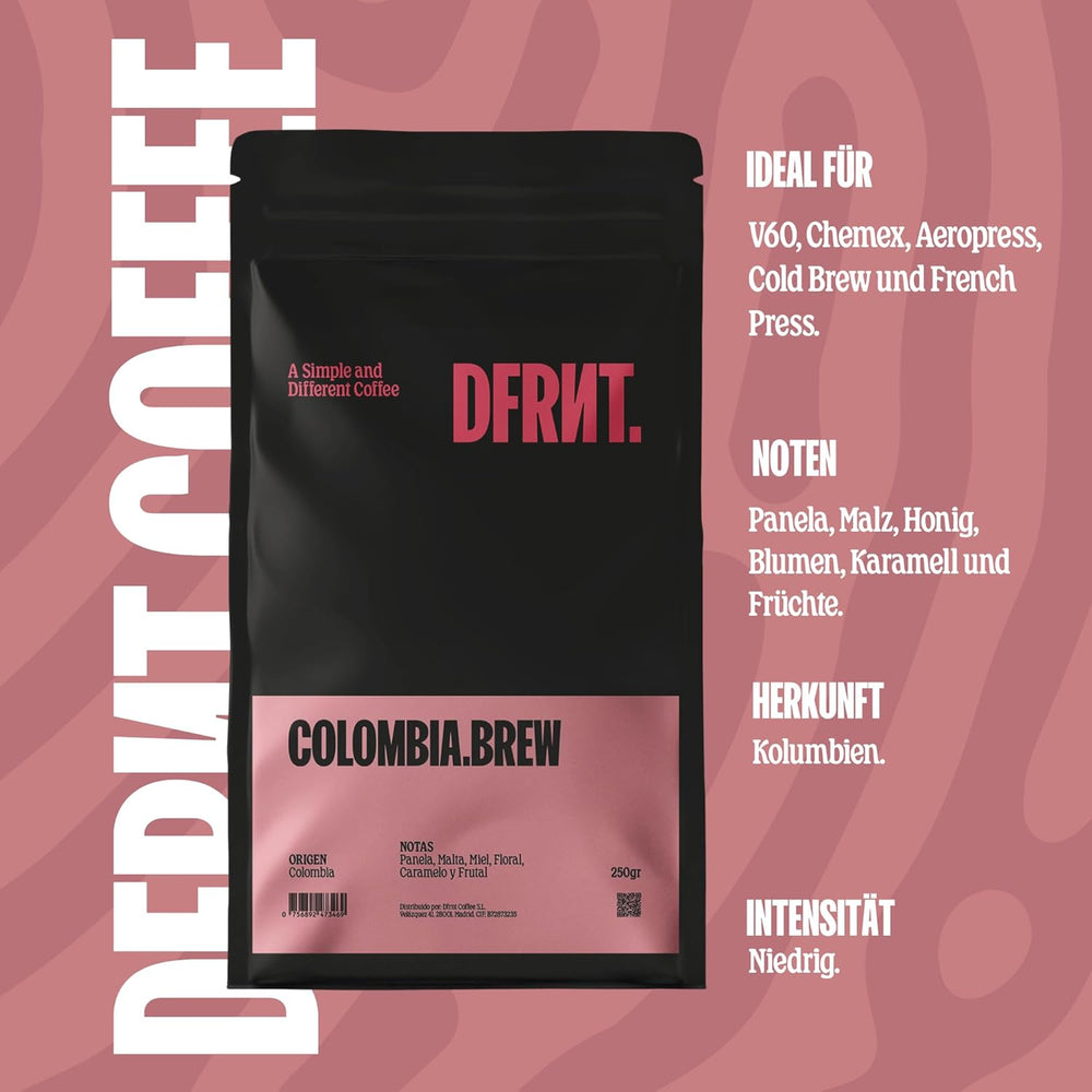 . Colombia Brew 2 x 250 g – Spezialitätenkaffee in Bohnen (85,5 SCA Punkte) – 100% Arabica aus Kolumbien – Florale und fruchtige Noten – Ideal für Filter & Cold Brew – Frisch geröstet in Spanien