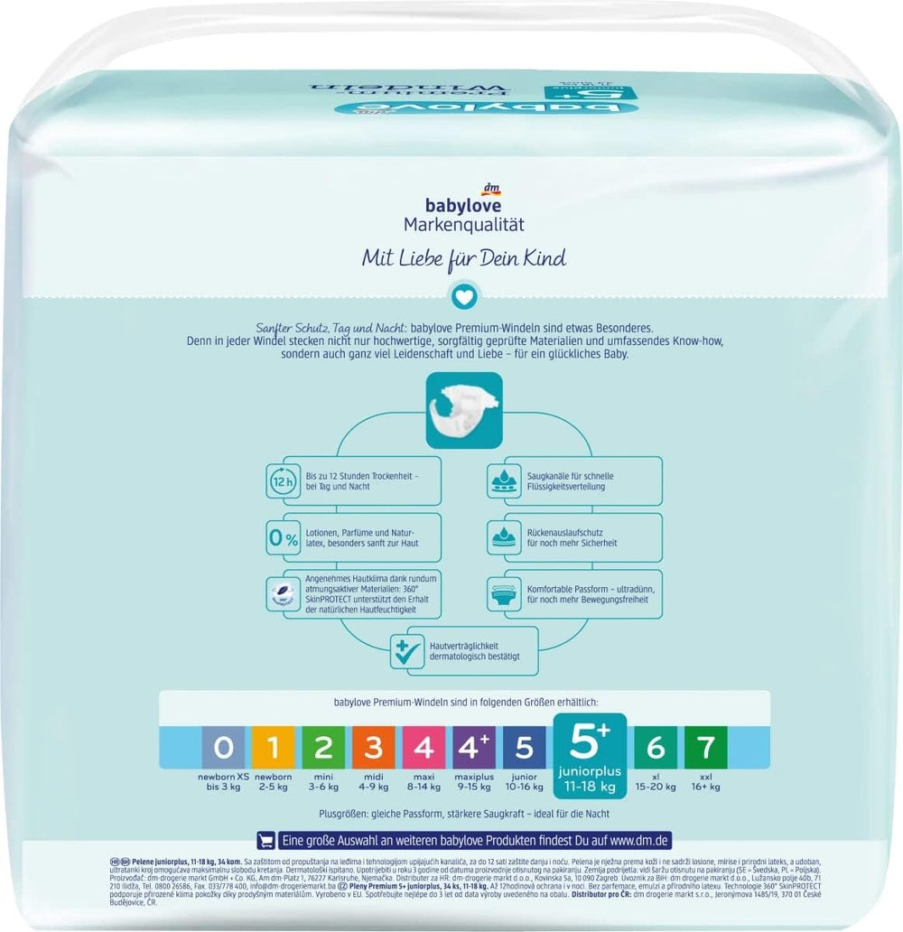 Bleer Premium Active Plus str. 5+, Junior Plus 13-27 kg, 1 x 34 stk.