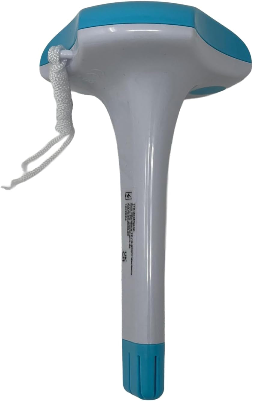 TFA Dostmann 30.2033.20 TFA Dostmann 30.2033.20 Digitalt Solar Pool Termometer, 1m Kabel, IPX8 Vandtæt, Batteri medfølger ikke, Måleområde -20 til +50°C, Nøjagtig, Ideel til svømmebassiner, damme, hvide/svømmebassiner,