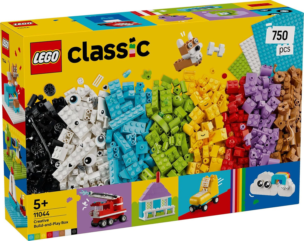 LEGO Classic kreativt sæt til bygning og leg - sæt med farvede klodser - byg et hus, en hund, en sjov bil, et klaverkeyboard og en regnbue - håndværkssæt til drenge og piger fra 5 år Byggesæt Besuche den LEGO-Store