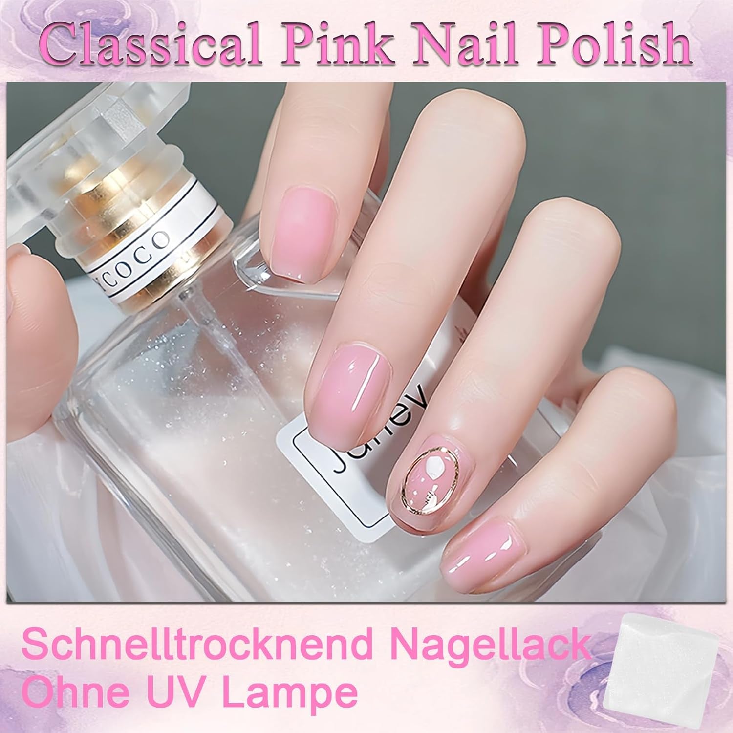 Jelly Pink Neglelak 13ml Hurtigtørrende Langtidsholdbar Naturlig gennemskinnelig Almindelig Neglelak Uden UV-lampe til kvinder DIY Nail Art (Classic Pink)