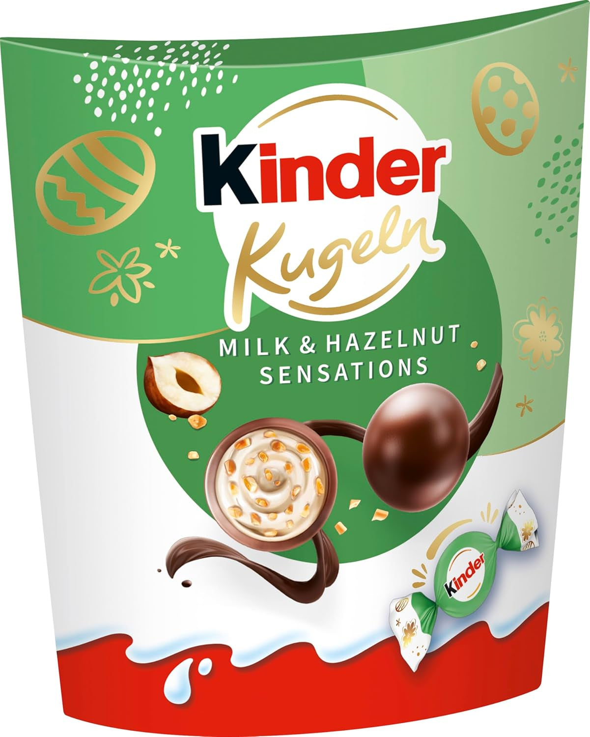 Kinder Milk & Hazelnut Sensations-kugler 90g - Mælkechokoladekugler med cremet mælkefyld og hasselnøddestykker - Påskechokolade, påskeslik - Påskegave og souvenir