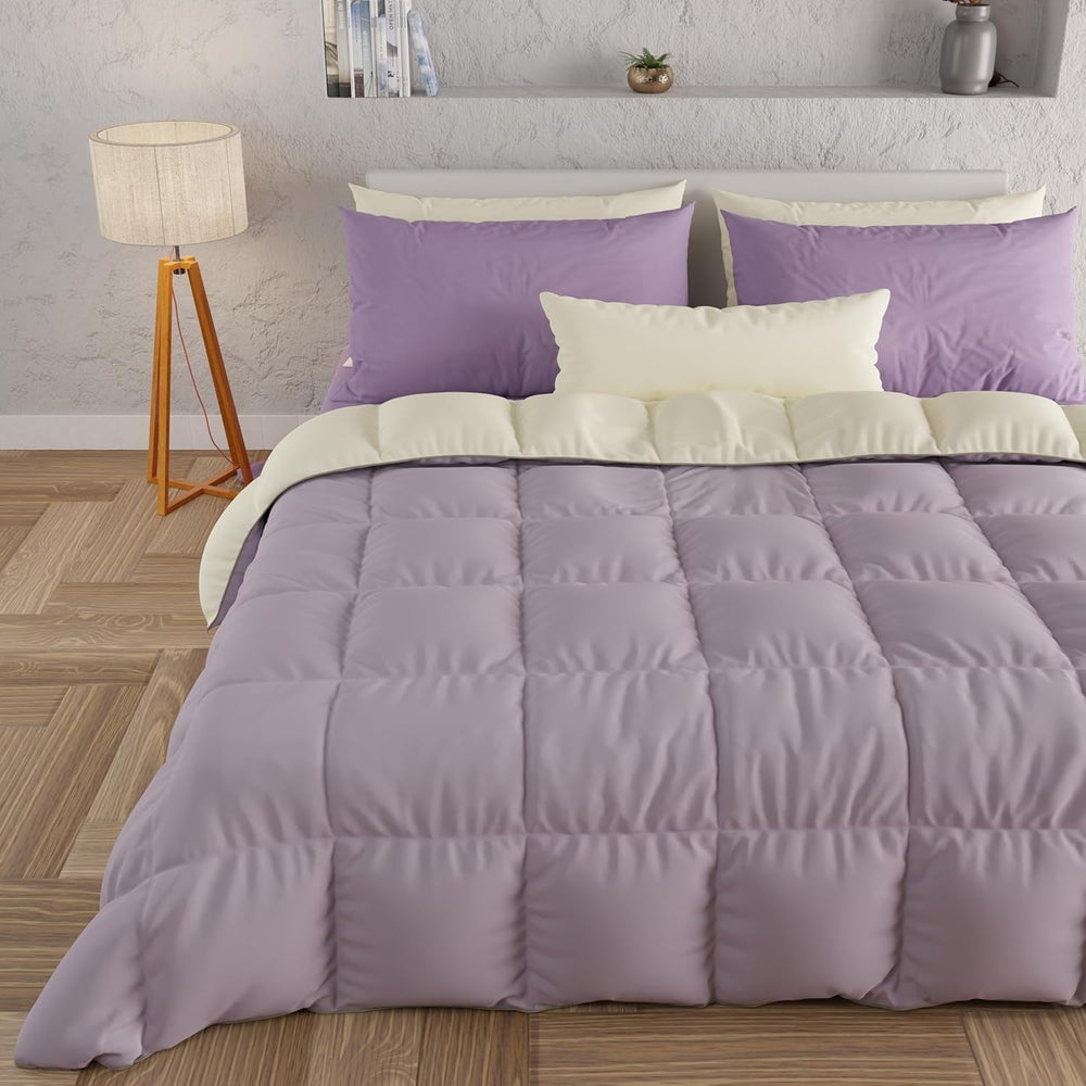 PETTI Artigiani Italiani - Vinterdyne til dobbeltseng, maxi, monokrom, dobbeltsidet, hvid, grå, 100% Made in Italy Dyner og dyner Naty Shop Pink Sengestørrelse 120-130X200: [Quilt 220 X 260 Cm]