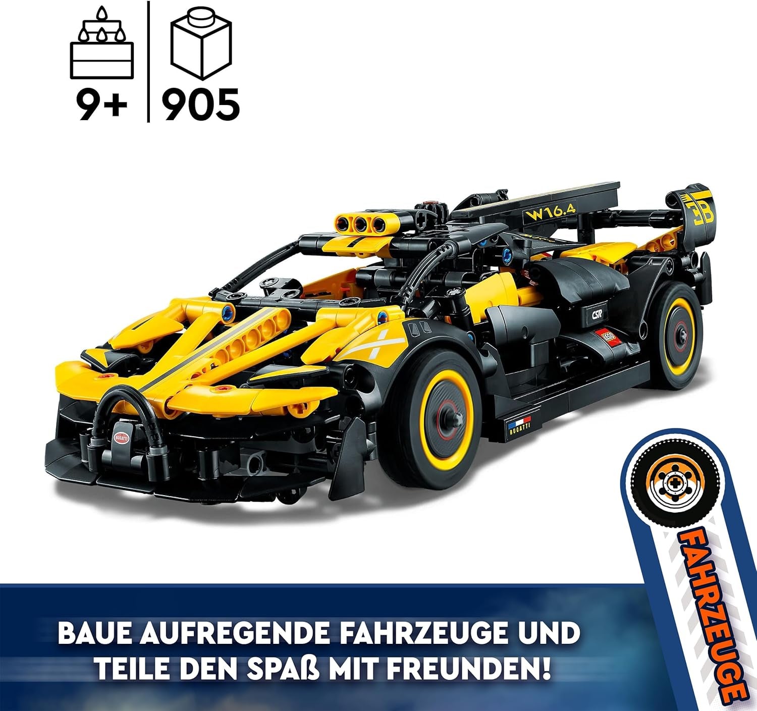 LEGO Technic Bugatti racerbil, bilmodelsæt, sportsvognslegetøj, ikonisk samlerbilsæt, byggelegetøj fra 9 år 42151 Byggesæt Besuche den LEGO-Store