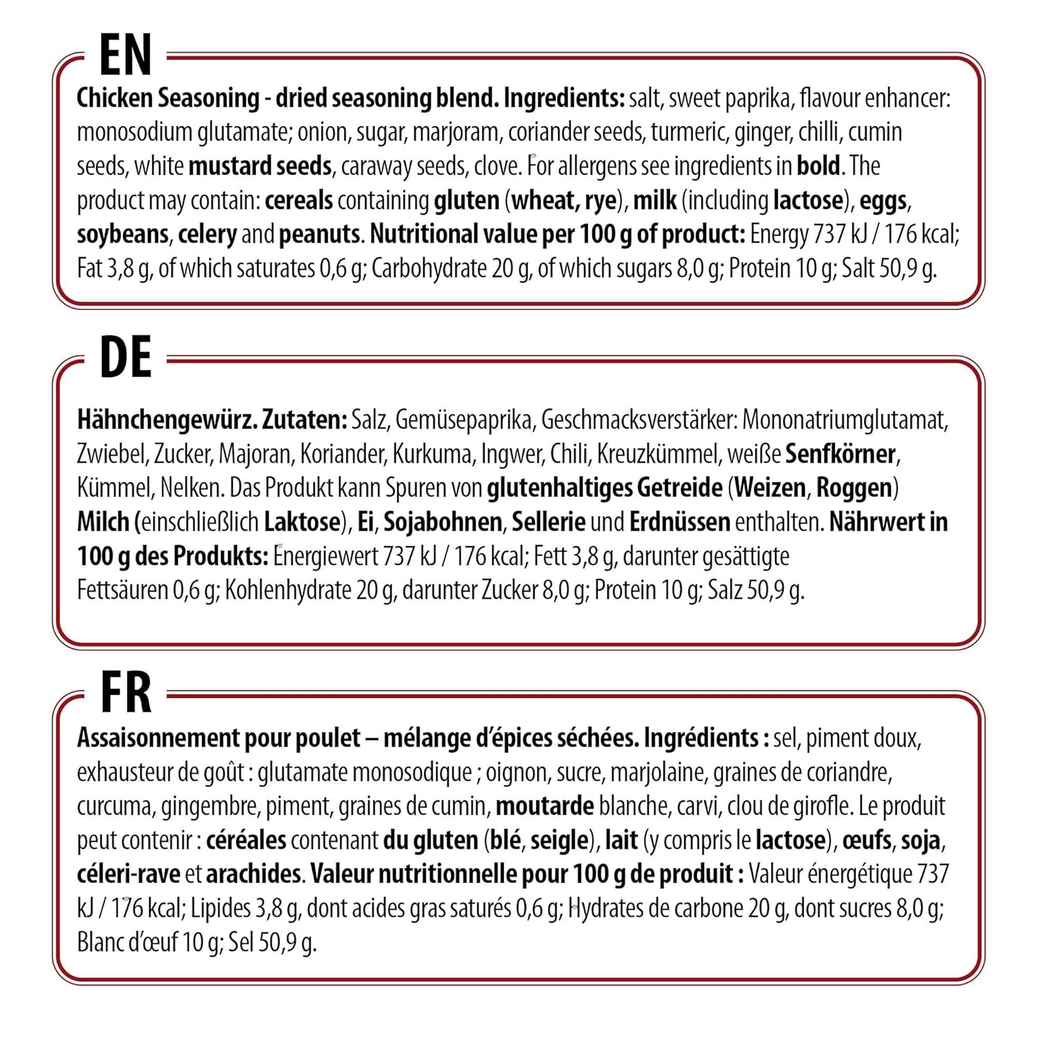 Prymat Hähnchengewürz 1100g, Gewürzmischung für Hhn, Tyrkiet, Ente, Gans, Grillgewürze, Marinade für Fleisch im Streuer