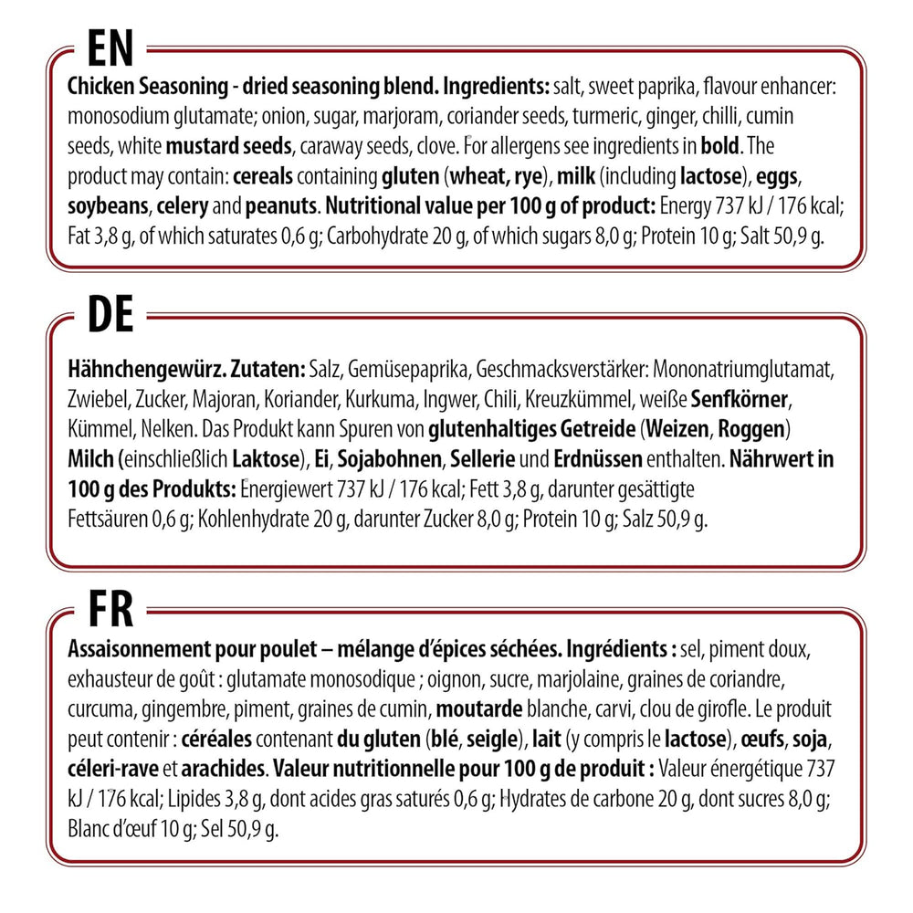 Prymat Hähnchengewürz 1100g, Gewürzmischung für Hhn, Tyrkiet, Ente, Gans, Grillgewürze, Marinade für Fleisch im Streuer