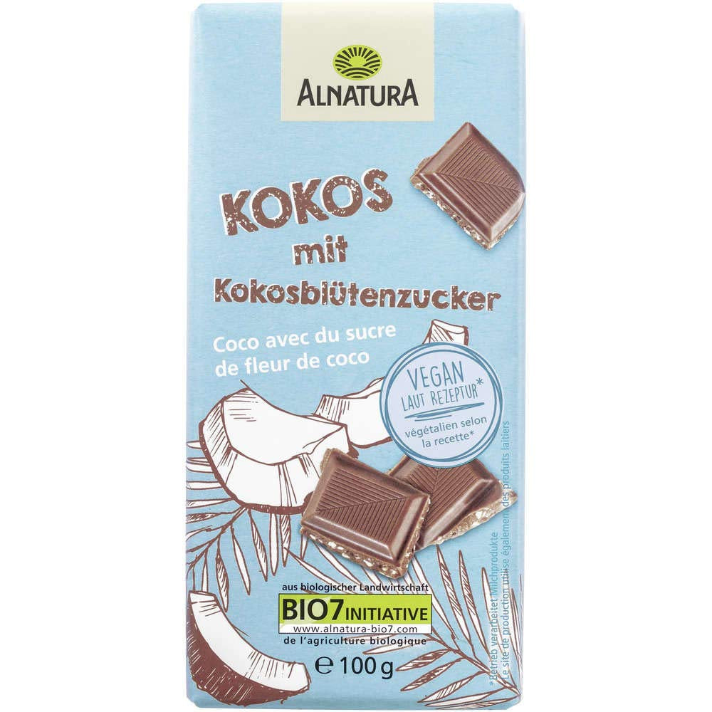 Økologisk vegansk alternativ til chokolade med sukker fra kokosblomster, 100g