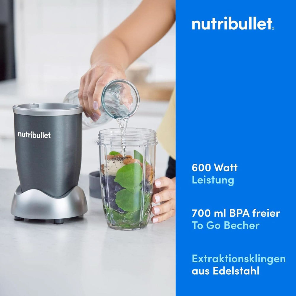 Nutribullet Original, Elektrischer Mixer, Zerkleinerer, Smoothiemixer, Smoothie Maker, 600 W Leistung, Einfach Und Schnell in Der Anvendung, Kompakt, Leicht Zu Reinigen, NB603DG Kitchen Naty Shop