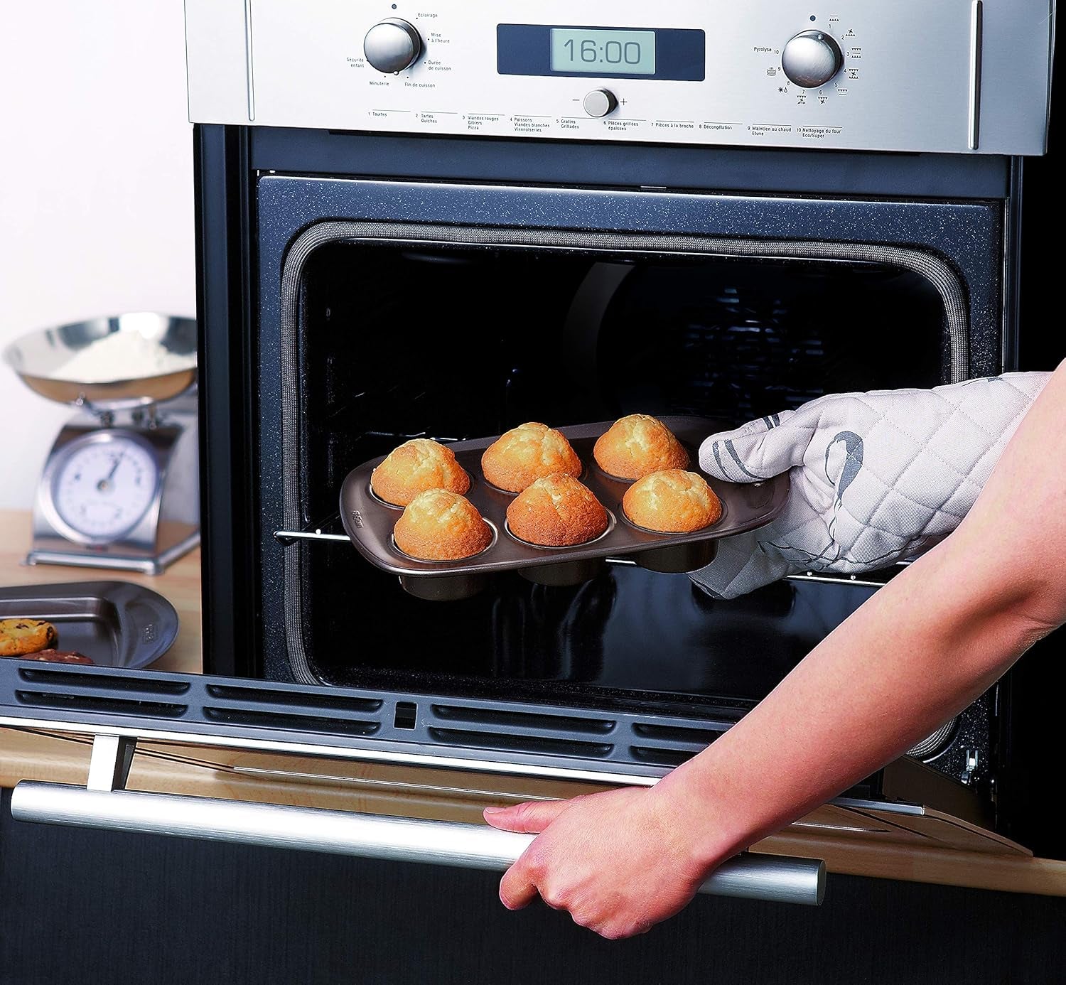 Pyrex BANDEJA 6 MAGDALENAS ASYMETRIA PX Muffinformchen, Metall, Bunt, 6 Magdalena Forme og bageplader Naty Shop